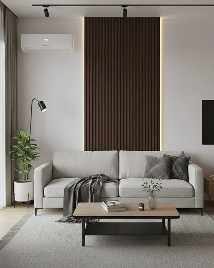 Panou riflaj decorativ Deep Walnut 001 – nuc închis intens cu fundal negru