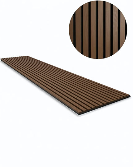Panou riflaj decorativ Deep Walnut 001 – nuc închis intens cu fundal negru