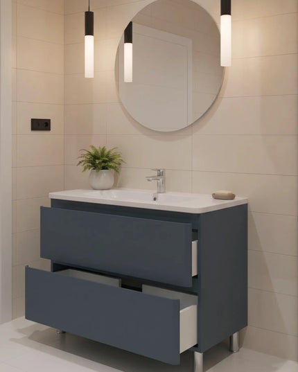 Mobilier de baie pe pardoseală Accent albastru mat
