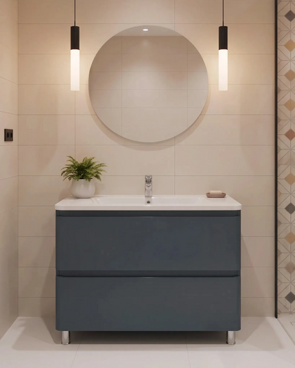 Mobilier de baie pe pardoseală Accent albastru mat