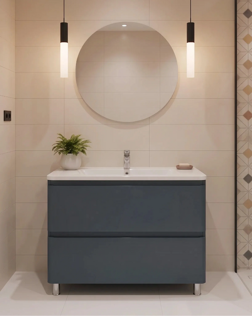 Mobilier de baie pe pardoseală Accent albastru mat