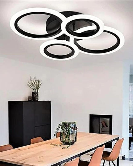 Lustra LED Concept Circles, cu telecomanda, 72W, negru, cu trei tipuri de lumina 6601/2+2 BK