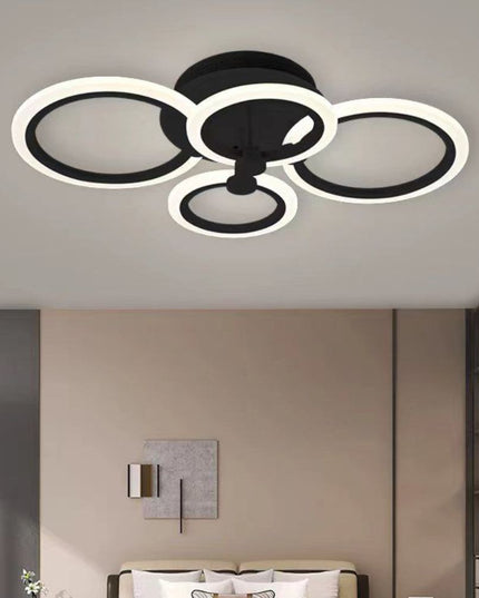 Lustra LED Concept Circles, cu telecomanda, 72W, negru, cu trei tipuri de lumina 6601/2+2 BK