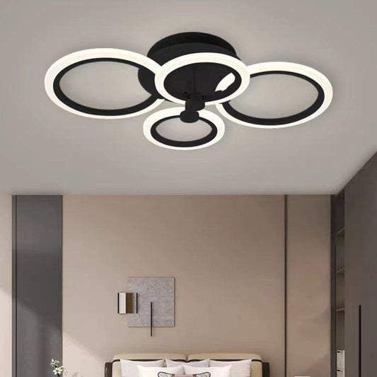 Lustra LED Concept Circles, cu telecomanda, 176W, negru, cu trei tipuri de lumina 6601/2+2 BK