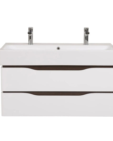 Mobilier de baie  suspendat  Venice , Alb+Wenge (Pinto 2 baterii)