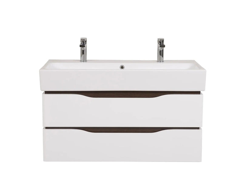 Mobilier de baie  suspendat  Venice , Alb+Wenge (Pinto 2 baterii)