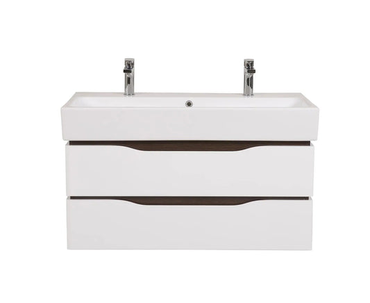Mobilier de baie  suspendat  Venice , Alb+Wenge (Pinto 2 baterii)