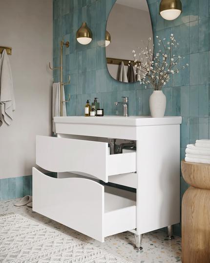 Mobilier de baie pe pardoseala Alfa alb