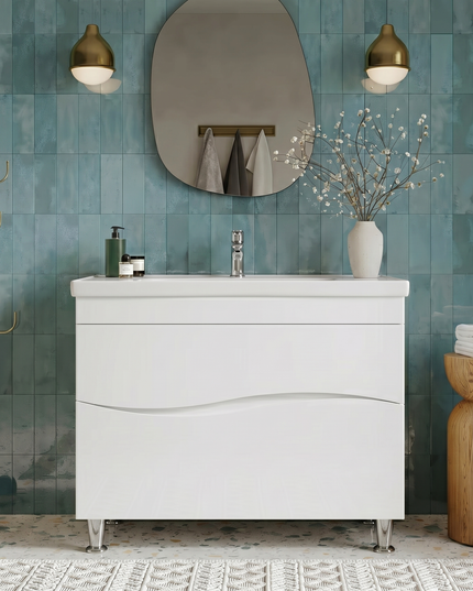 Mobilier de baie pe pardoseala Alfa alb