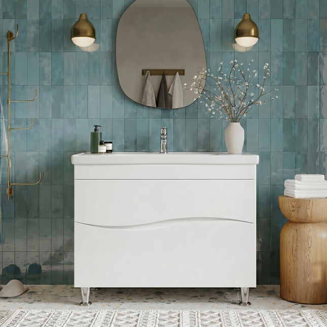 Mobilier de baie pe pardoseala Alfa alb