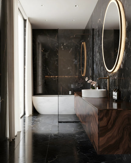 Baterie înaltă lavoar baie bronz satinat – Mâner clasic în trepte | B1006A 02