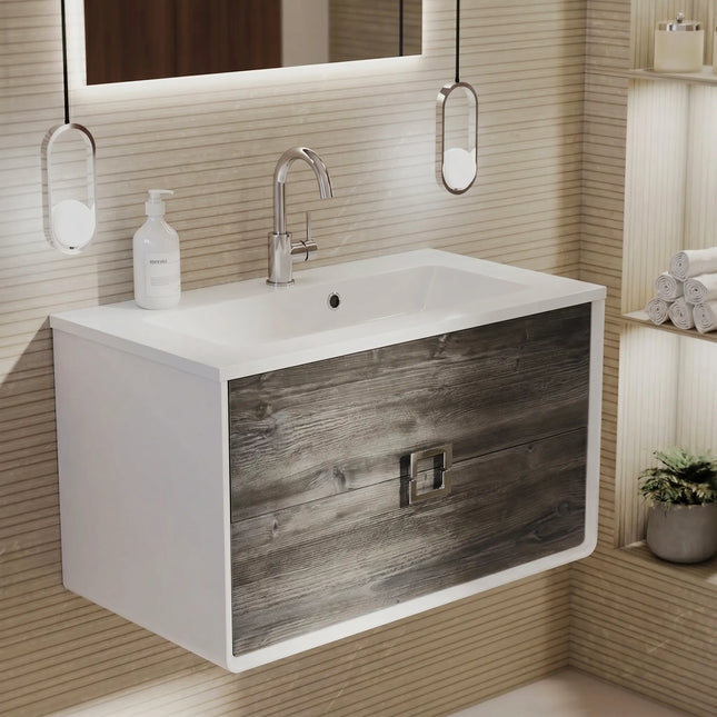 Mobilier de baie suspendat Aurika, Oak