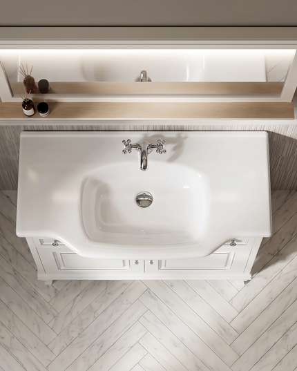 Mobilier de baie pe pardoseală Beatrice alb+crom