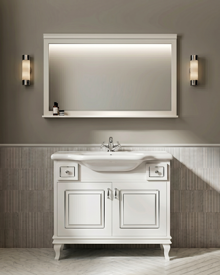 Mobilier de baie pe pardoseală Beatrice alb+crom