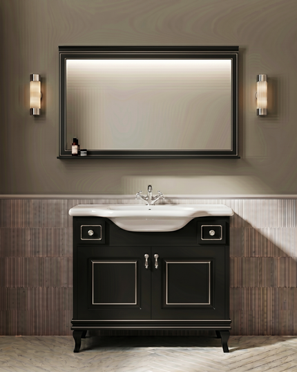Mobilier de baie pe pardoseală Beatrice negru+crom