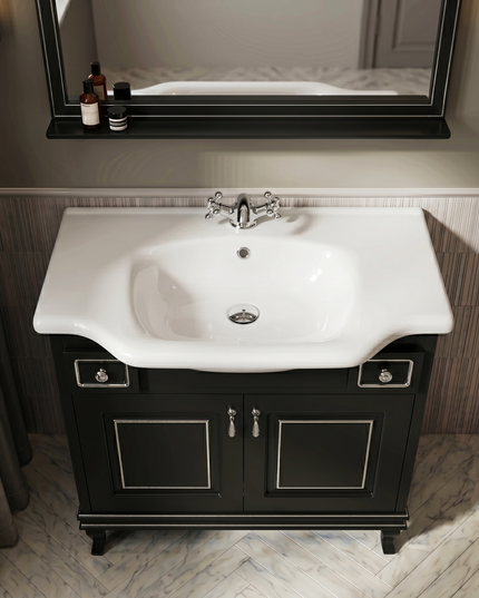 Mobilier de baie pe pardoseală Beatrice negru+crom