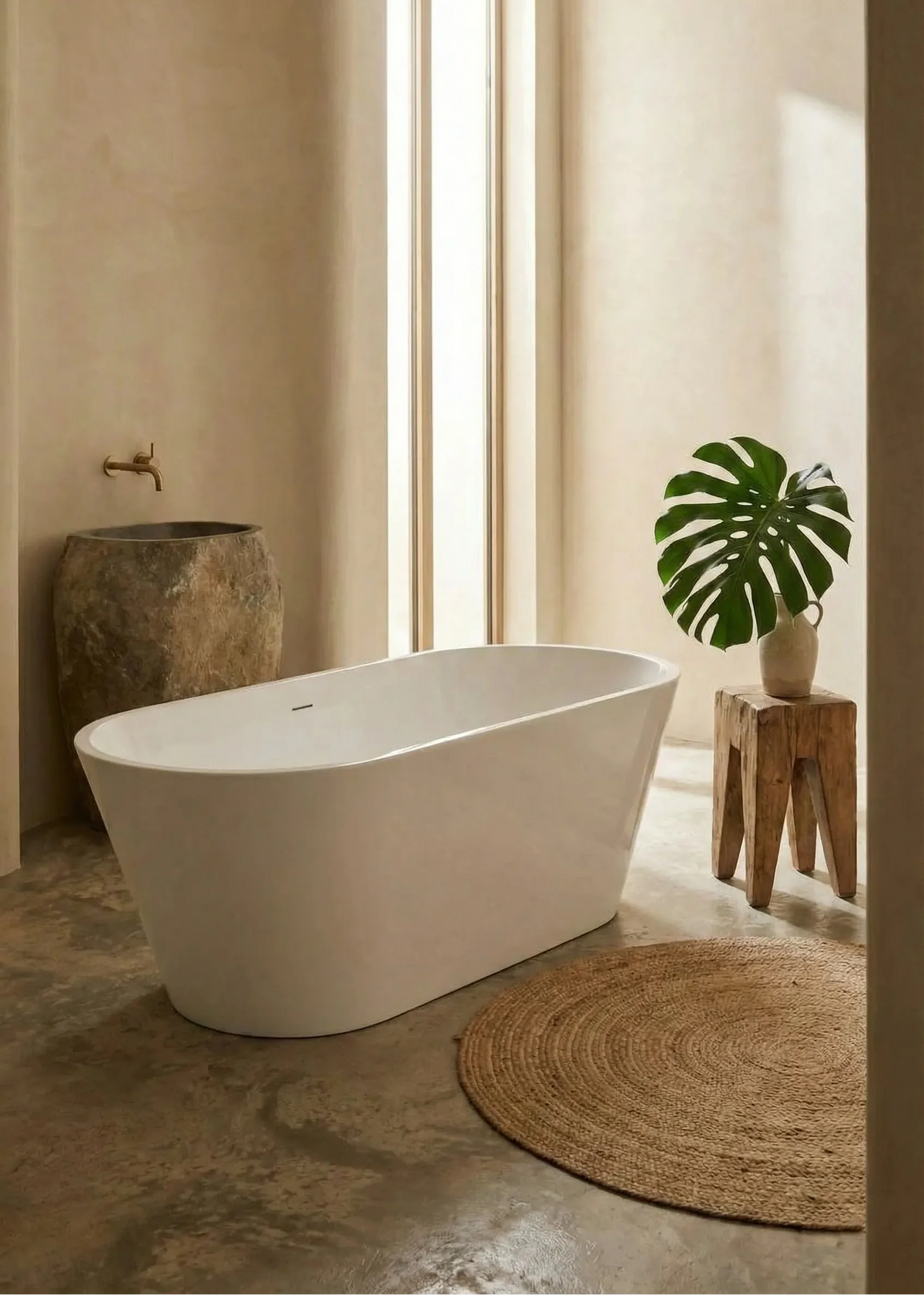 Cadă freestanding Luma în baie cu pereți calzi