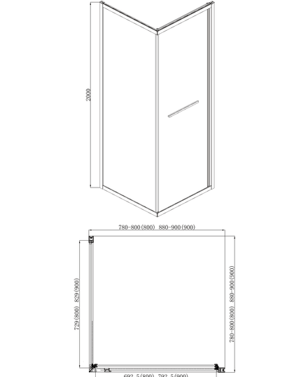 Cabină de duș colț minimalist reversibil sticla NANO 6 mm