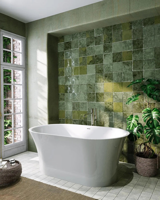 Cadă din compozit albă lucioasă Helga