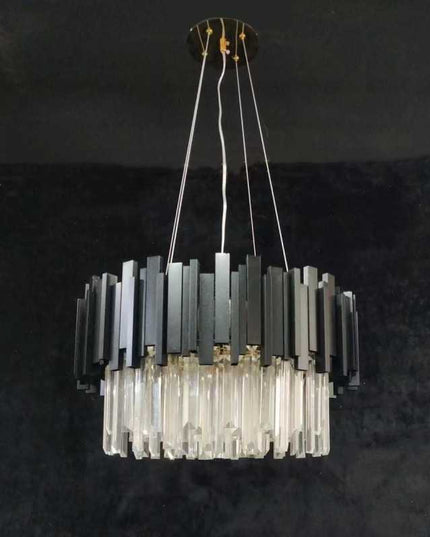 Candelabru de Cristal Negru pe Lanț – Eleganță și Mister în Iluminatul Interior - 6924/500 BK