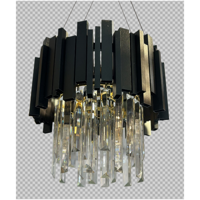 Candelabru de Cristal pe Lanț Negru – Eleganță și Lux  6924/300 BK