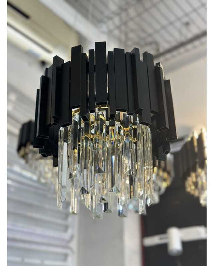 Candelabru de Cristal pe Lanț Negru – Eleganță și Lux  6924/300 BK