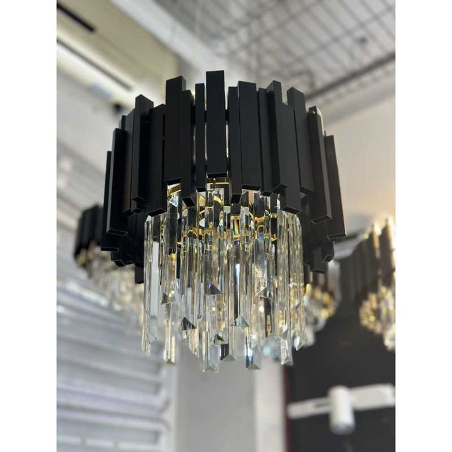 Candelabru de Cristal pe Lanț Negru – Eleganță și Lux  6924/300 BK