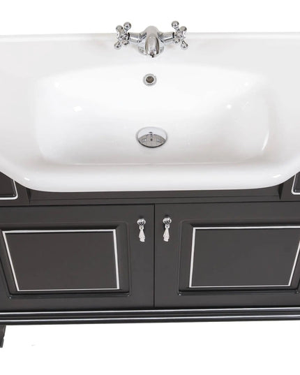 Mobilier de baie pe pardoseală Beatrice negru+crom