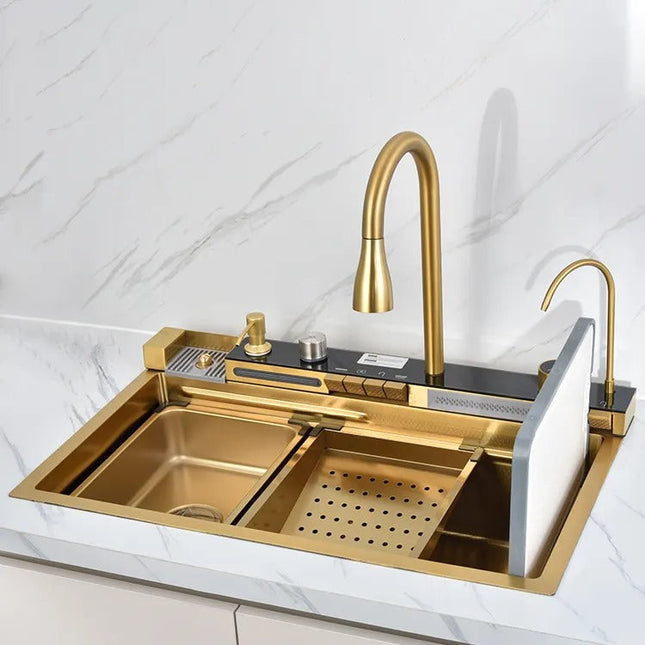 Chiuvetă multifuncțională cu accesorii, HMDF-G 7546 GOLDEN