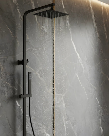 Set duș termostatic pătrat H-cubic – inox premium, finisaj negru mat