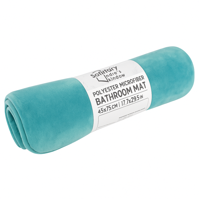 Covoras baie, SANITARY, Microfibra, 45x75 cm, turcoaz mediu, Dreptunghiular