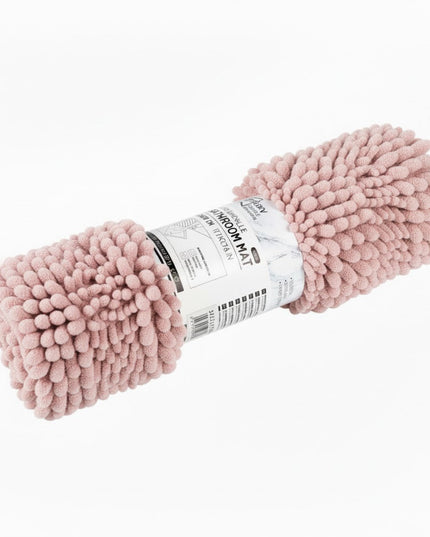 Covoraș baie din Chenille moale, strat antiderapant, 45×70 cm, Roz pudră