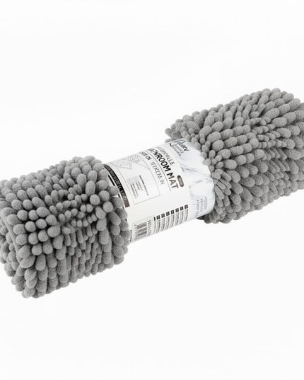 Covoraș baie din Chenille moale, strat antiderapant, 45×70 cm, Gri inchis