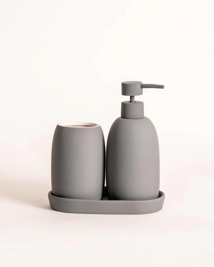 Set 3 piese accesorii de baie gri mat