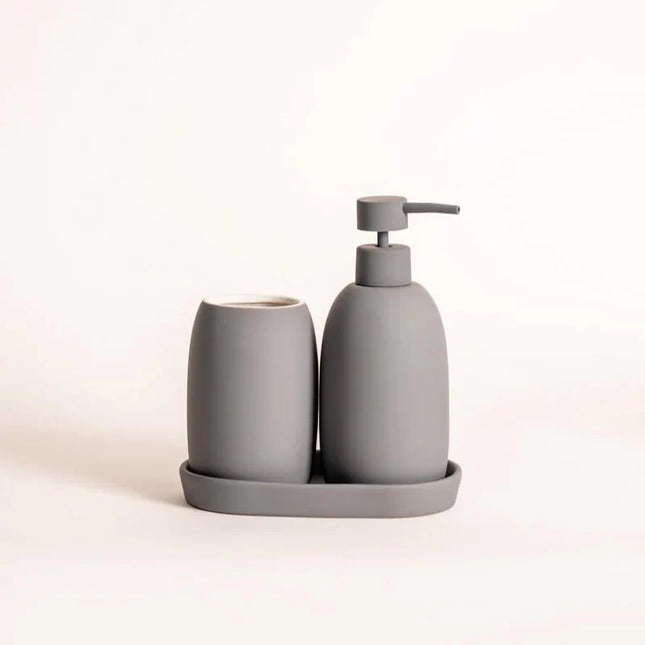 Set 3 piese accesorii de baie gri mat