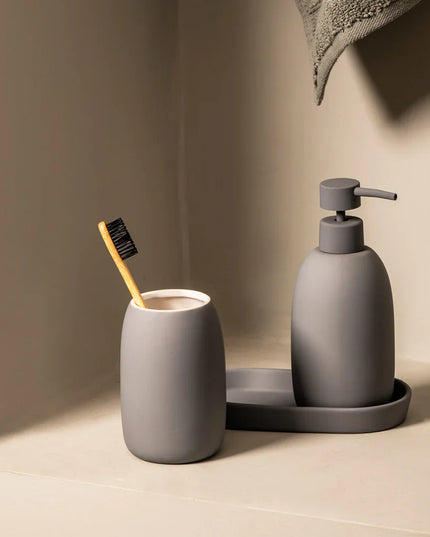 Set 3 piese accesorii de baie gri mat