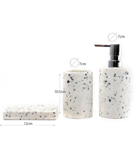 Set 3 piese accesorii de baie terrazzo alb cu gri