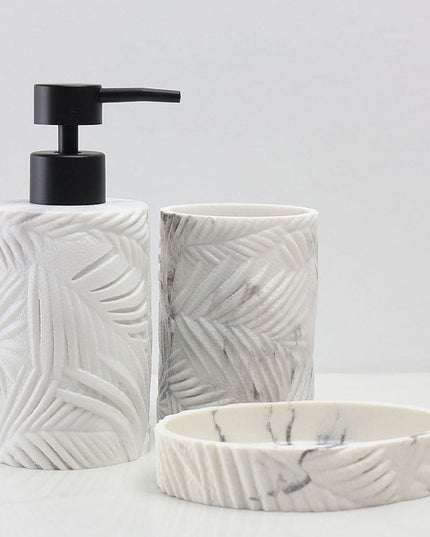 Set 3 piese accesorii de baie alb marmurat