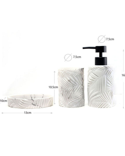 Set 3 piese accesorii de baie alb marmurat