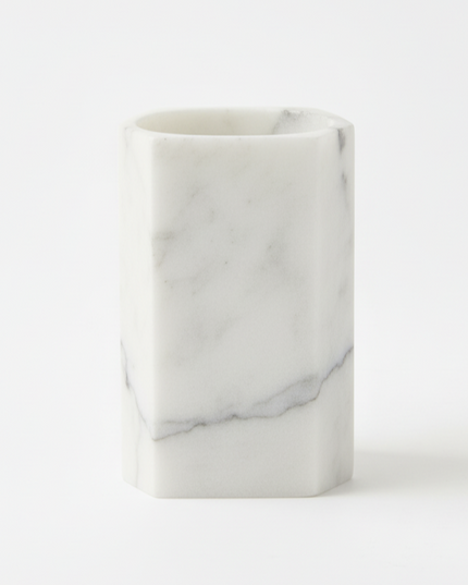 Set 3 piese accesorii de baie alb marmurat