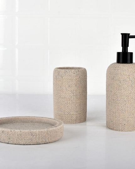 Set accesorii de baie 4 piese bej rasina