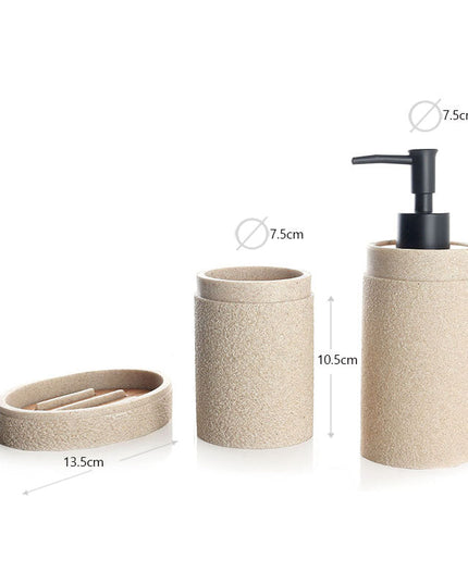 Set 3 piese accesorii de baie bej texturat