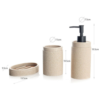 Set 3 piese accesorii de baie bej texturat