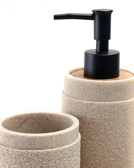 Set 3 piese accesorii de baie bej texturat