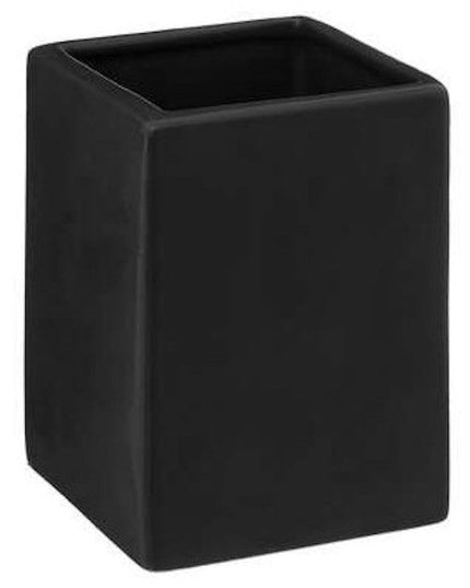 Set accesorii baie negru ceramică și lemn