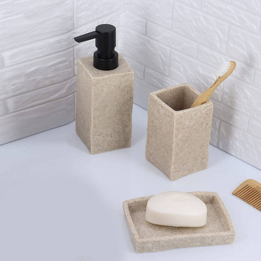 Set 3 piese accesorii de baie bej piatra
