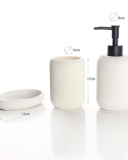 Set 3 piese accesorii de baie alb dungat