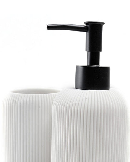 Set 3 piese accesorii de baie alb dungat