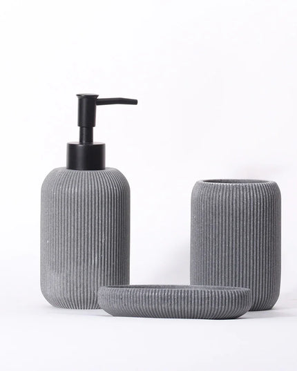 Set 3 piese accesorii de baie gri dungat