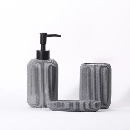 Set 3 piese accesorii de baie gri dungat